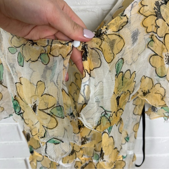 NWT RVCA X Camille Rowe Yellow Sheer Floral Lolo Dress Size M/10 - Picture 12 of 16